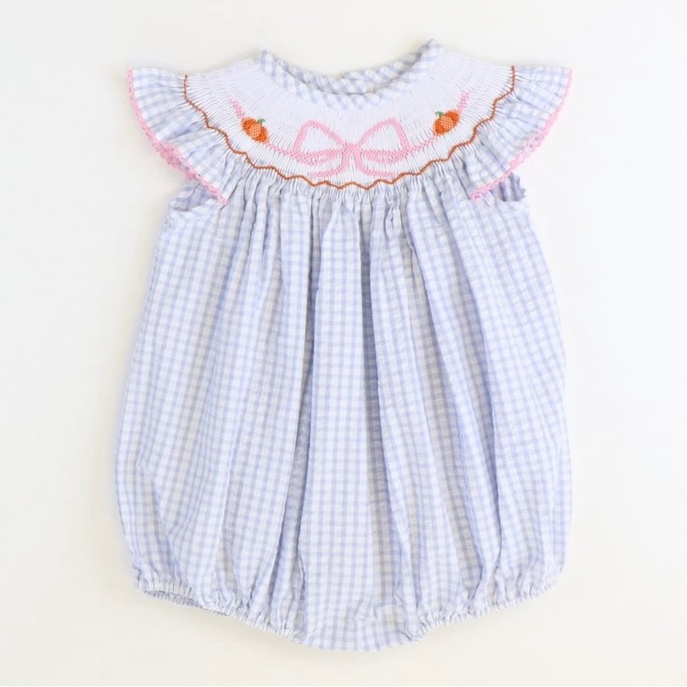 Southern Smocked Company Halloween pumpkins & bow bubble - 6m